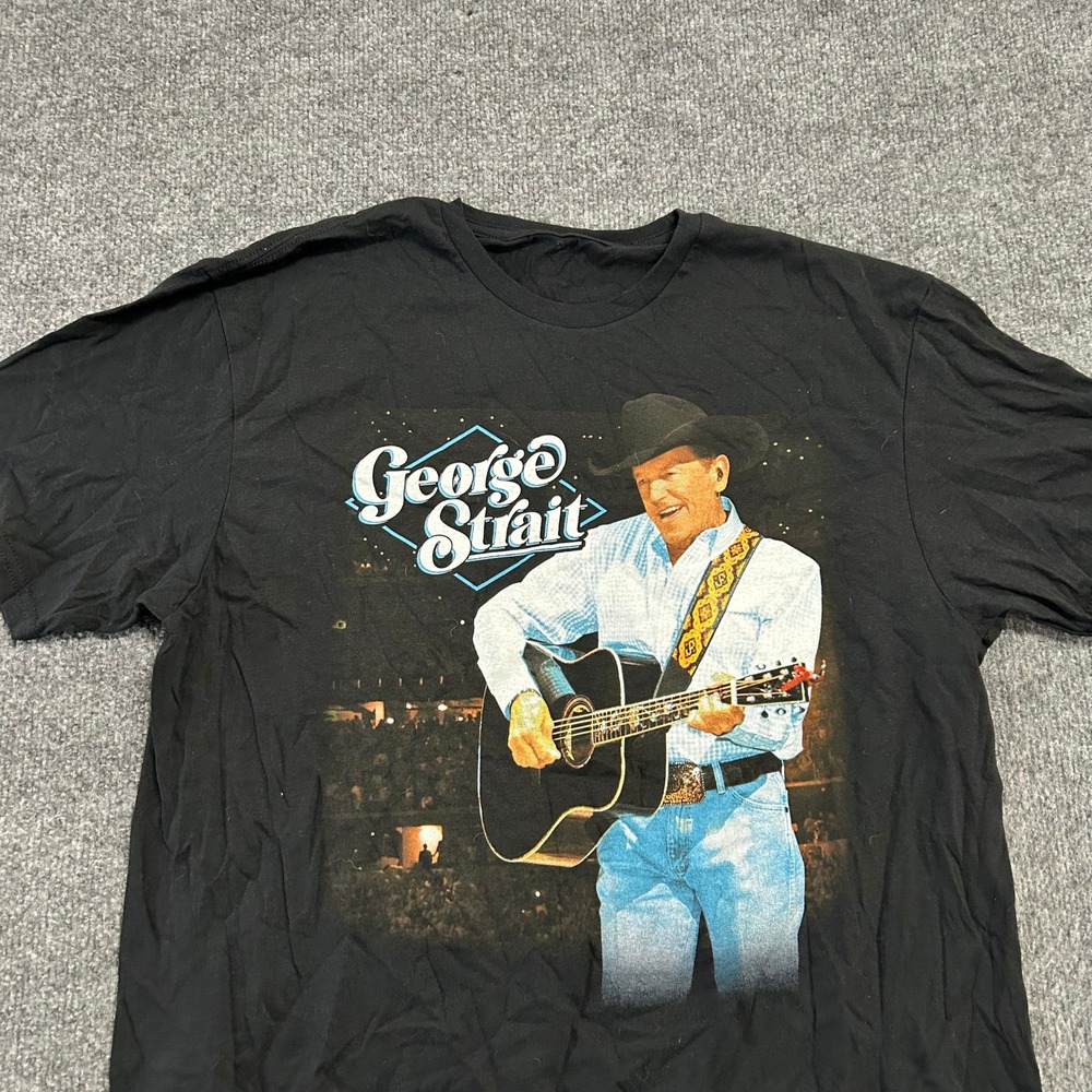 George Strait T-Shirt Mens Size L Black Graphic Concert Tour Short Sleeve Tee